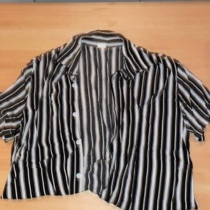 Stripped button up shirt. Thin. Mens Shein